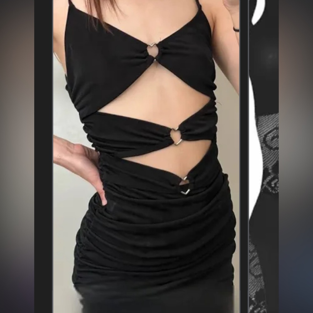 Black heart cutout mini dress